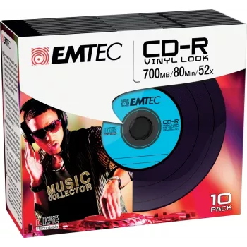EMTEC Vinyl Look - 10 x CD-R - 700 MB (80 Min) 52x - blu, giallo, lilla, verde, rosa - custodia slim jewel case