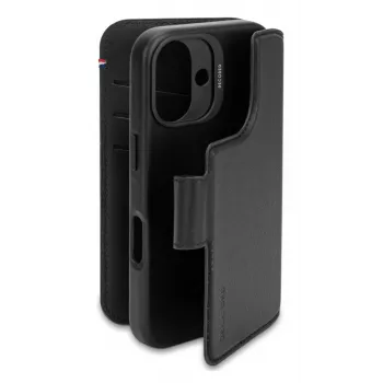 Custodia in pelle per iPhone 16, nero