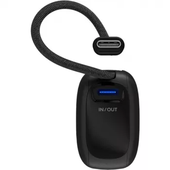 Powerbank 5.000 mAh, cavo USB-C integrato 13 cm, 20 Watt (nero, 5 Ah, 1x USB-A, 1x USB-C, PD, QC)