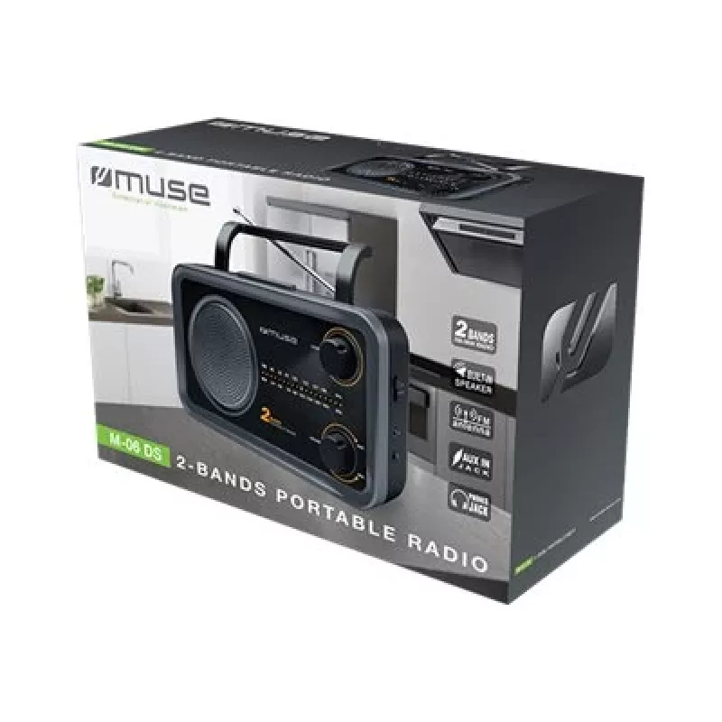Muse | Radio portatile 2 bande | M-06DS | ingresso AUX | grigio