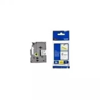 Brother nastro adesivo forte laminato lucido – 6 mm, nero/bianco nastro per etichettatrice TZ