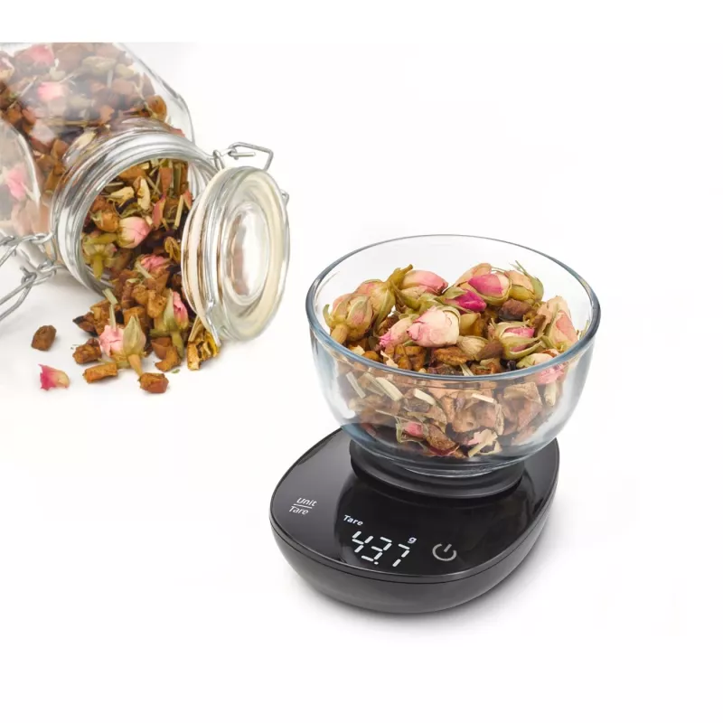 Bilancia da cucina Caso FinoCompact 03201 — capacità 0,5 kg, divisione 1 g, display LED, acciaio inox/nero