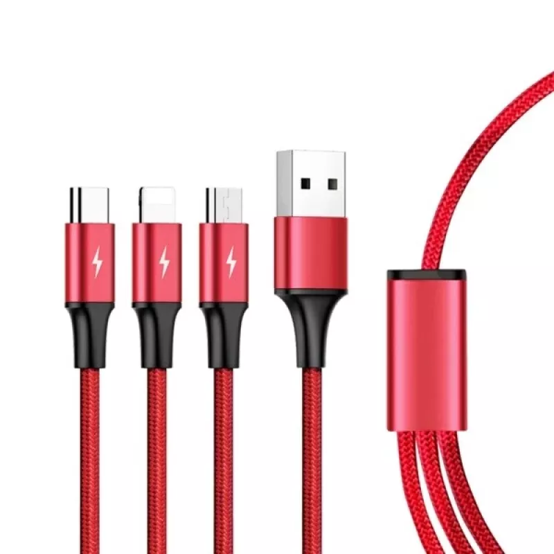 Cavo UNITEK C4049RD USB 1,2 m USB A USB C/Micro-USB B/Lightning rosso