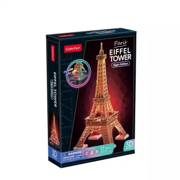 Puzzle 3D Cubicfun Torre Eiffel Night Edition LED di Cubicfun modello 306-L534H – puzzle architettonico 3D illuminato