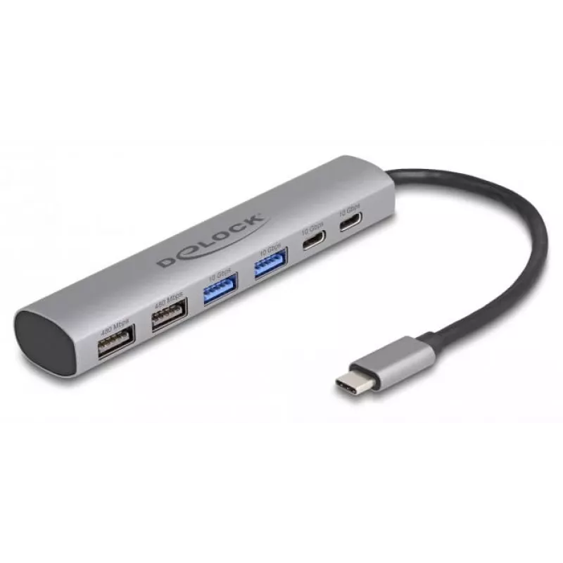 Dock per laptop DeLOCK 64232 con filo USB 3.2 Gen 1 Type-A Type-C grigio