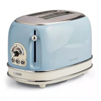 Ariete 155 tostapane Design 2 fette con cestini per sandwich, 6 livelli di doratura, 810 W, corpo in acciaio inox, vaschetta raccoglibriciole estraibile, azzurro pastello