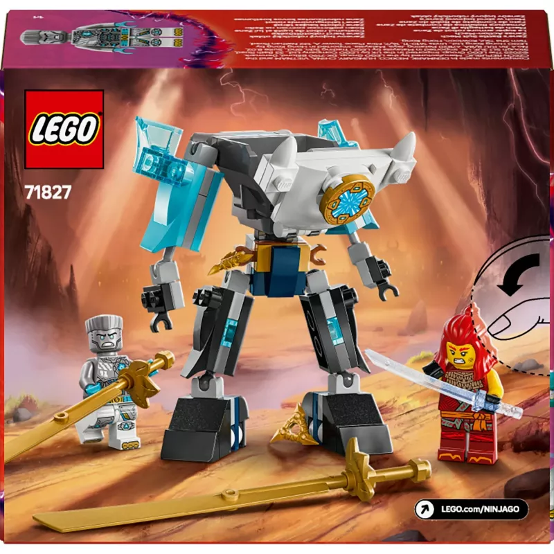LEGO NINJAGO Set 71827 Mech armatura da combattimento di Zane, 92 pezzi, 2 minifigure, altezza 100 mm, età 6+