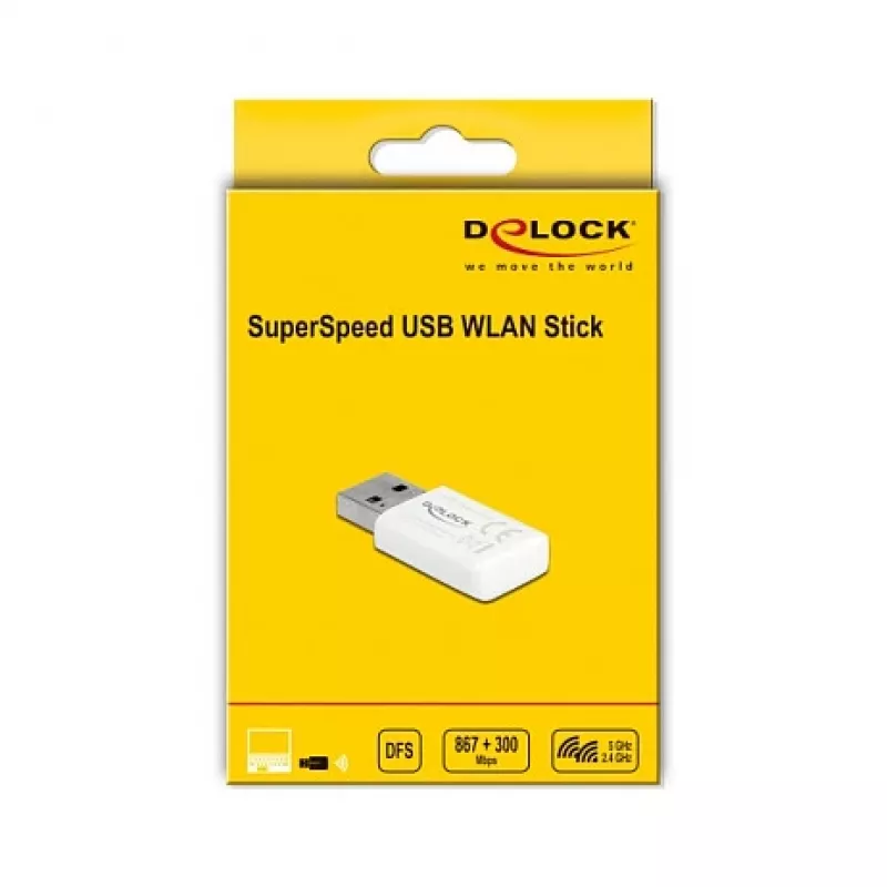 Scheda di rete WLAN DeLOCK 12770 USB 5000 Mbit/s wireless bianca