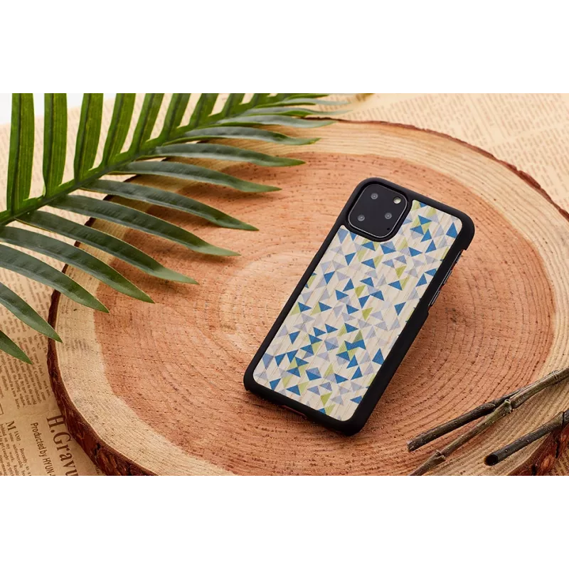 Custodia per smartphone Man and Wood per iPhone 11 Pro Max – triangolo blu, copertura protettiva nera
