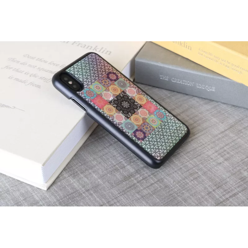 Custodia smartphone iKins per iPhone XS / XS S — design Flower Garden, nero