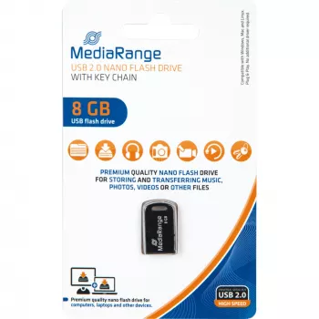MediaRange Nano - chiavetta USB - 8 GB - USB2.0 - nero (MR920)