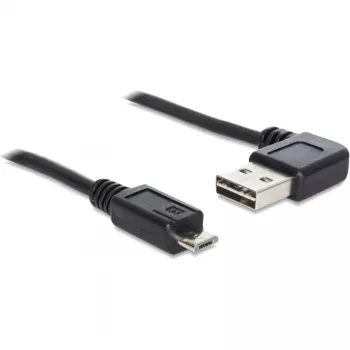 Delock Easy - Cavo USB - USB (M) angolato a sinistra/destra, reversibile su Micro-USB Type-B (M) dritto - USB2.0 - 50 cm - nero (85163)