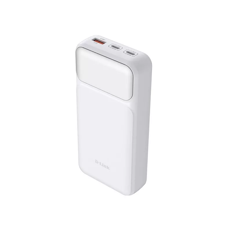 Powerbank D-Link DPP-201 — 20000 mAh, 1× USB-A, 2× USB-C, bianco