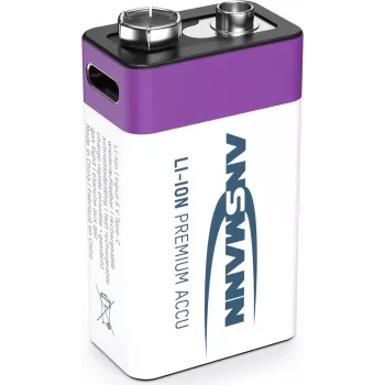 Ansmann ANS 1315-0005 - batteria ricaricabile Li-Ion 9V blocco 340 mAh 9 V confezione da 1 - batteria ricaricabile