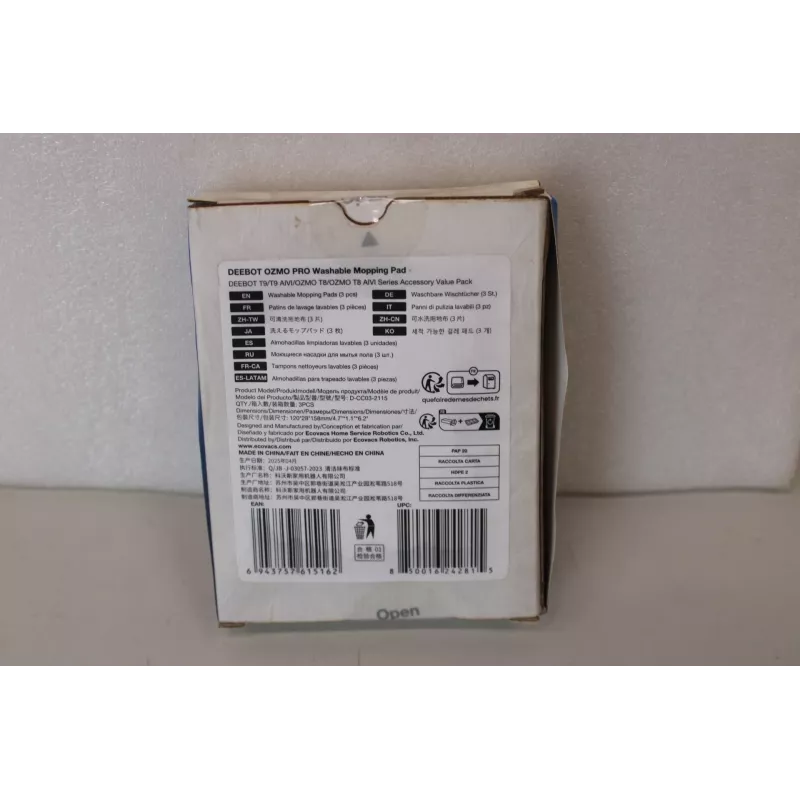 Ecovacs D-CC03-2115SO panni lavapavimenti lavabili, 3 pezzi, imballaggio danneggiato