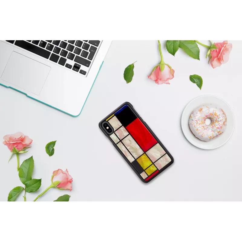 Custodia per smartphone iKins per iPhone XS Max Mondrian nero – cover protettiva, guscio rigido