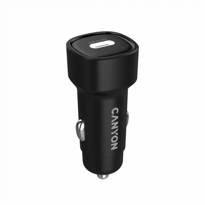 Caricabatterie da auto CANYON OnDrive 30 PD 30W USB-C nero – alimentatore USB-C per veicoli, 30W PD