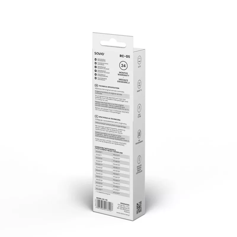 Telecomando IR wireless nero Savio RC-05