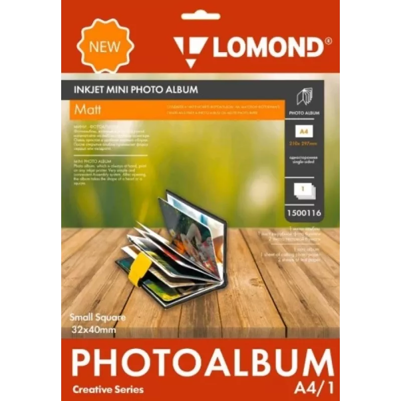 Fotoalbum Lomond Mini Album 1500116 pagine quadrate opache piccole 32×40 mm