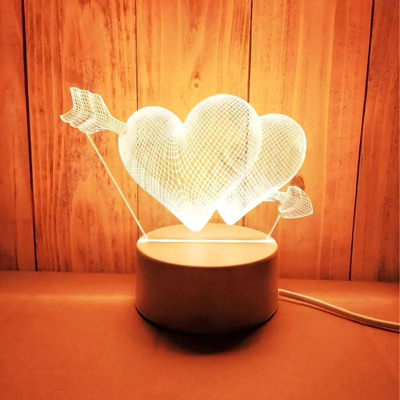 Lampada da notte Extralink HOME illusione ottica 3D 'Pierced Hearts' lampada da comodino USB