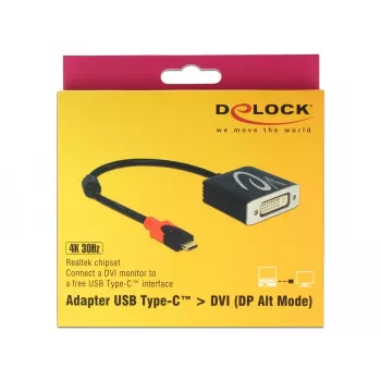 Adattatore per cavo video DeLOCK 61213 USB Type-C a DVI 0,2 m nero