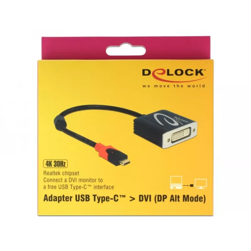 Adattatore per cavo video DeLOCK 61213 USB Type-C a DVI 0,2 m nero