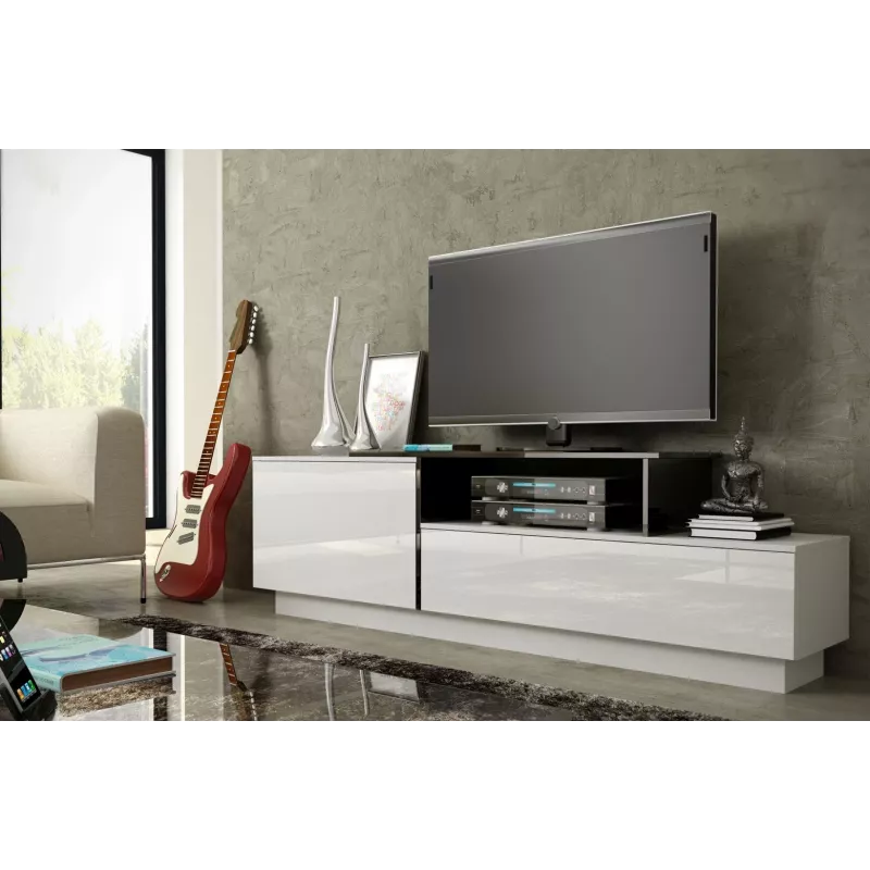 Mobile TV Cama SIGMA 3 180 bianco/bianco lucido + nero
