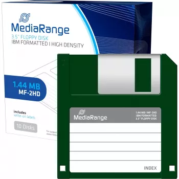 Floppy disk MediaRange MR200 3,5 pollici 1,44 MB confezione da 10, rosso e giallo
