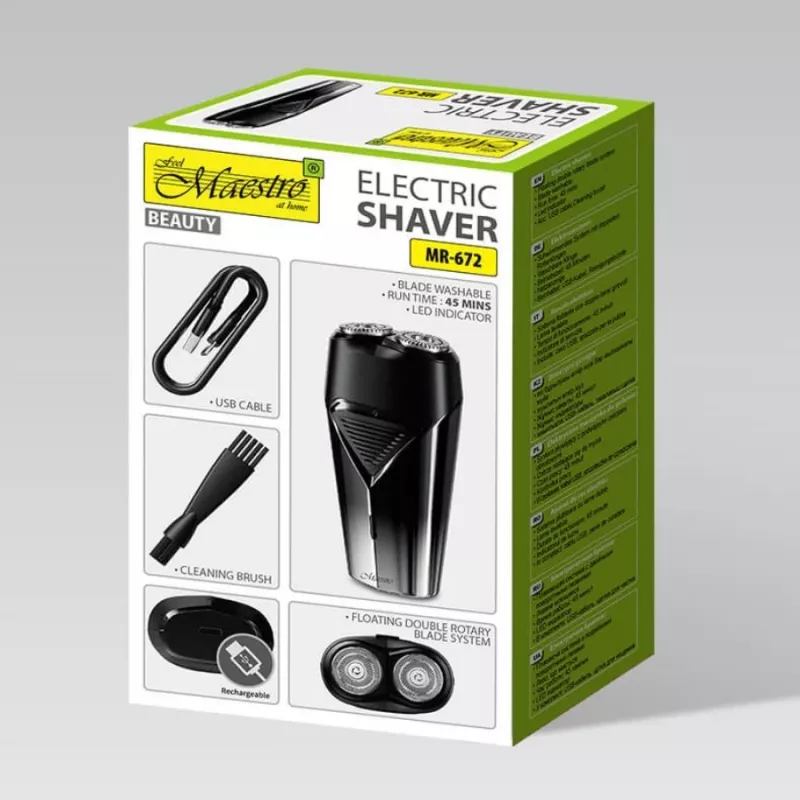 Rasoio elettrico Maestro MR-672 USB ricaricabile impermeabile – rasoio a lamina da viaggio