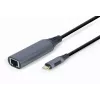 Adattatore di rete Gembird A-USB3C-LAN-01 Type-C USB 3.2 Gen 1, Gigabit RJ-45, cavo 0,15 m, case in metallo, grigio/nero