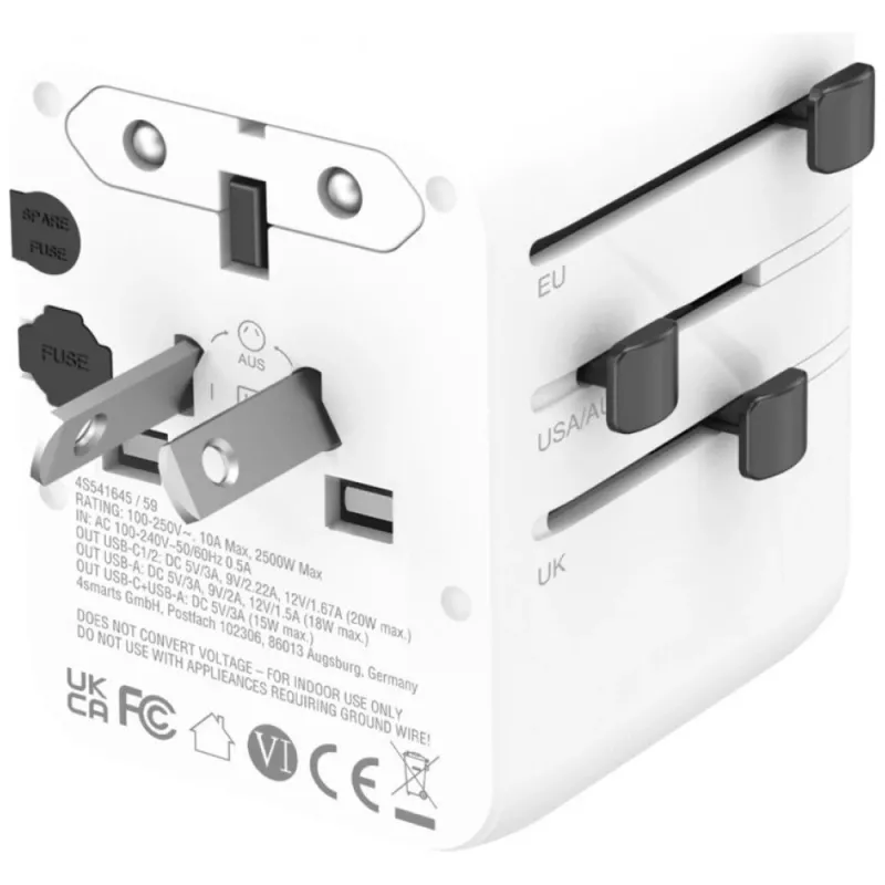 Adattatore da viaggio 20W GaN Nomad 2xUSB-C + 1xA