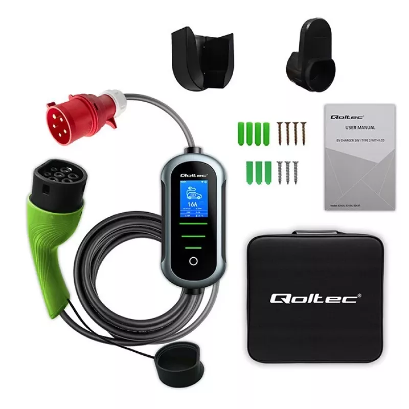 Caricabatterie per auto elettrica QOLTEC 22 kW 400 V WiFi (TUYA) con cavo da 7 m