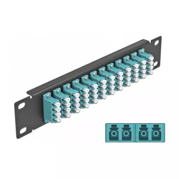 Patch panel fibra ottica DeLOCK 10 pollici 12 porte LC quad acqua 1U nero