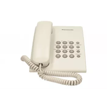Telefono analogico Panasonic KX-TS500PDW — 16 tasti, bianco, montaggio da tavolo/a parete, rubrica 100 voci