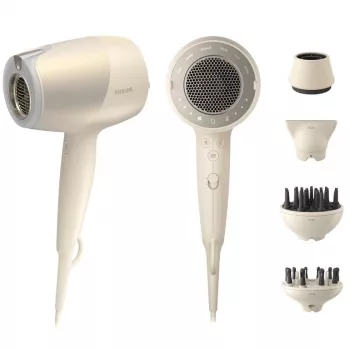Asciugacapelli Philips serie 9000 BHD829/00, 1800 W, ionico, 3 livelli di calore/3 velocità, 4 bocchette (concentratore, diffusore), beige