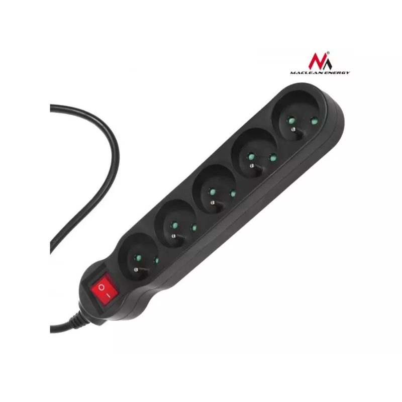 Prolunga elettrica MACLEAN MCE183 — cavo 1,4 m, 5 prese AC Type F, per interni, 2300 W