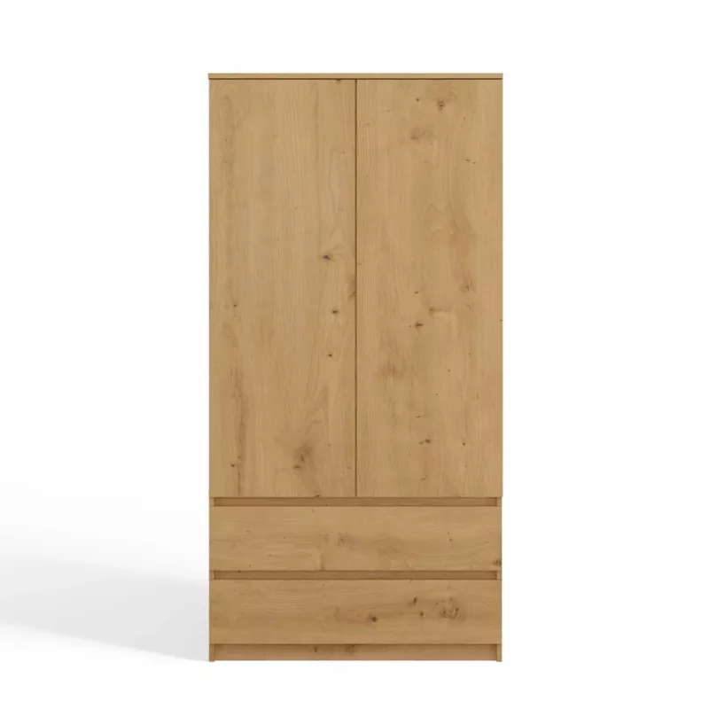 Topeshop SZAFA MALWA ART armadio camera da letto 5 ripiani 2 ante rovere