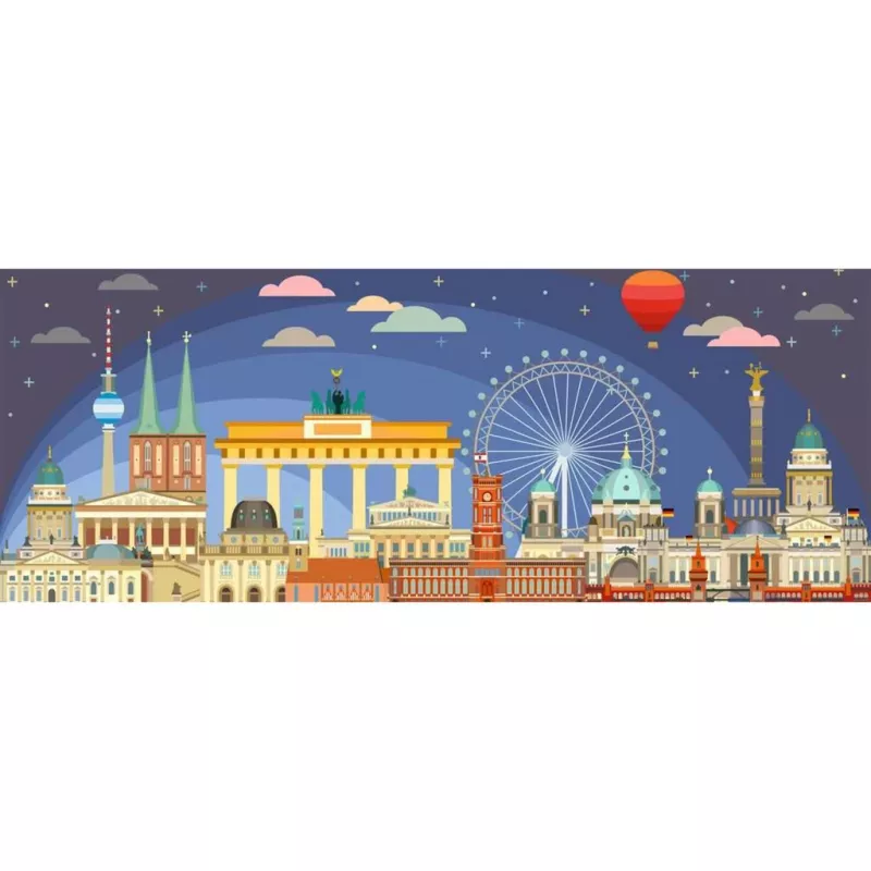 Puzzle Ravensburger Panorama Notte a Berlino 1000 pezzi, formato panorama
