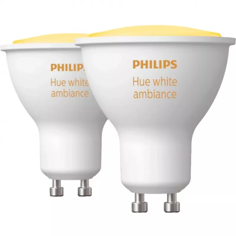 Lampade LED GU10 doppio pacchetto con Hue Bridge – Philips Hue White Ambiance, sostituisce 35W