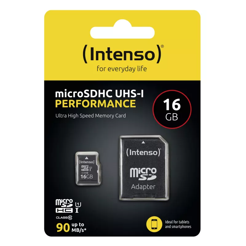 Intenso Performance - scheda di memoria flash (microSDHC/adattatore SD incluso) - 16 GB - UHS-I U1 / Class10 - microSDHC UHS-I