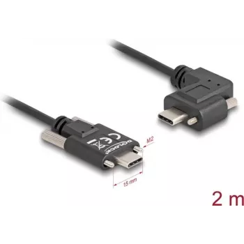 DeLOCK cavo USB 2.0 USB Type-C maschio su USB Type-C maschio angolare sinistra/destra PD 3.0 60W 2m