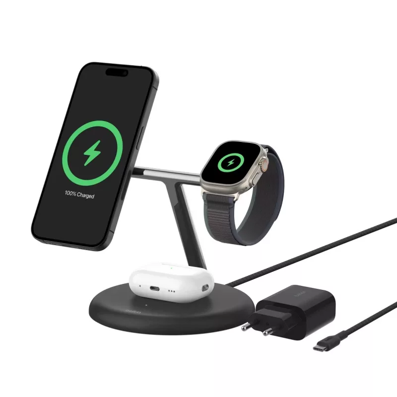 Caricabatterie Belkin WIZ023VFBK per interni USB wireless per cuffie smartphone smartwatch nero