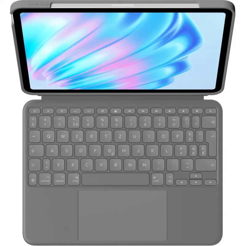 Logitech Combo Touch - tastiera e custodia folio - con trackpad - retroilluminata - Apple Smart connector - QWERTZ - Svizzera - Oxford Gray - per A