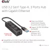 Hub USB CLUB3D USB 3.2 Gen1 Type-A con 3 porte e Gigabit Ethernet