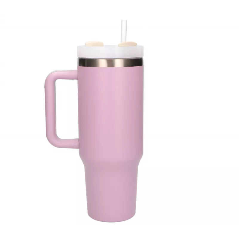Extralink Black Forest Tazza termica con cannuccia e manico, 1200 ml, Powder Pink