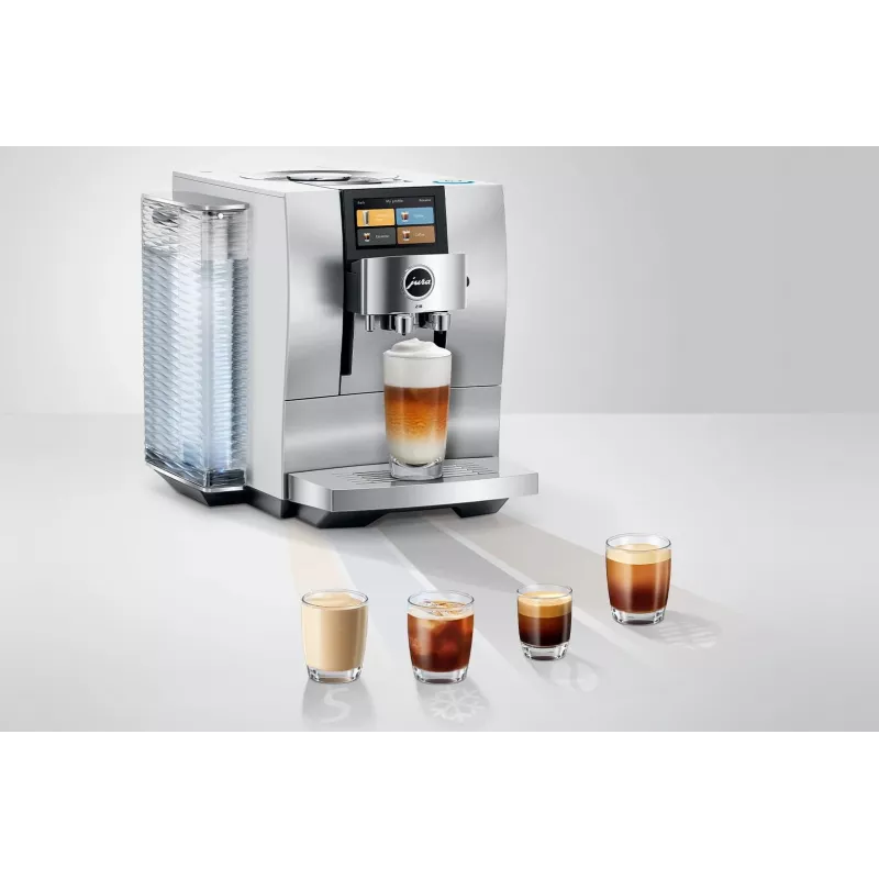 Macchina per caffè espresso automatica JURA Z10 (EB) — serbatoio acqua 2,4 L, macinacaffè integrato, 1450 W, alluminio/bianco