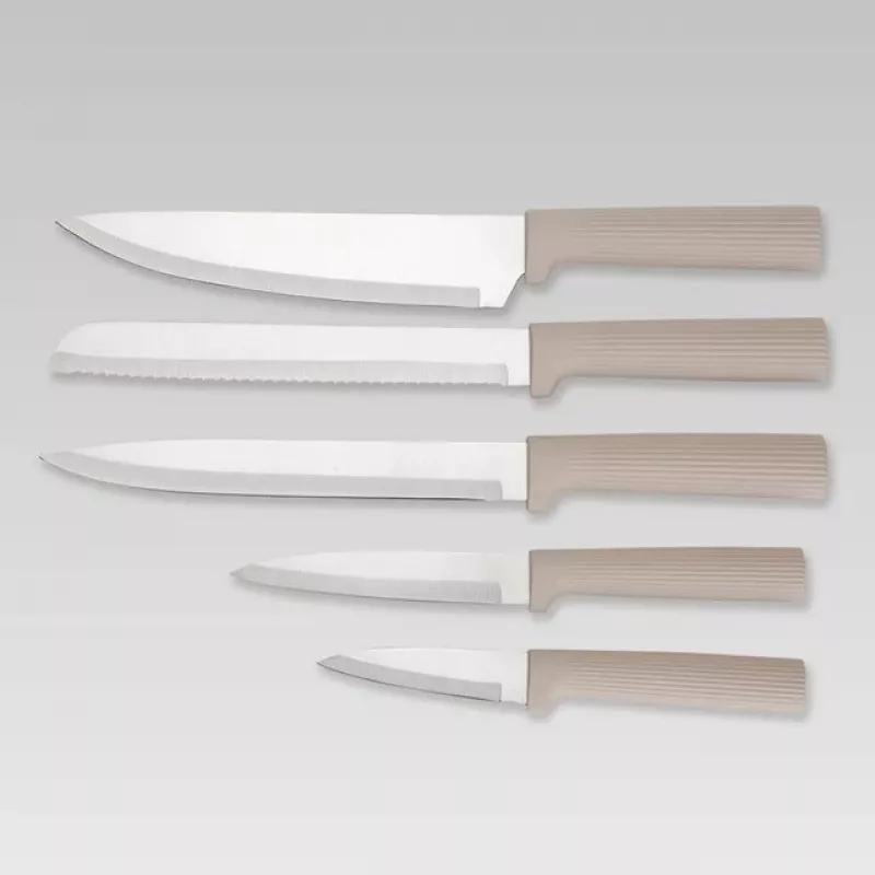 Maestro MR-1412-BEIGE set di coltelli con ceppo + set di taglieri beige