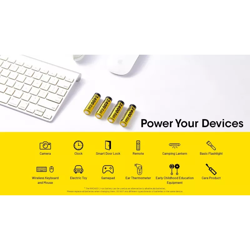 Batteria ricaricabile Li-Ion AA 1,5V Nitecore NH2400 2400mAh - confezione da 4