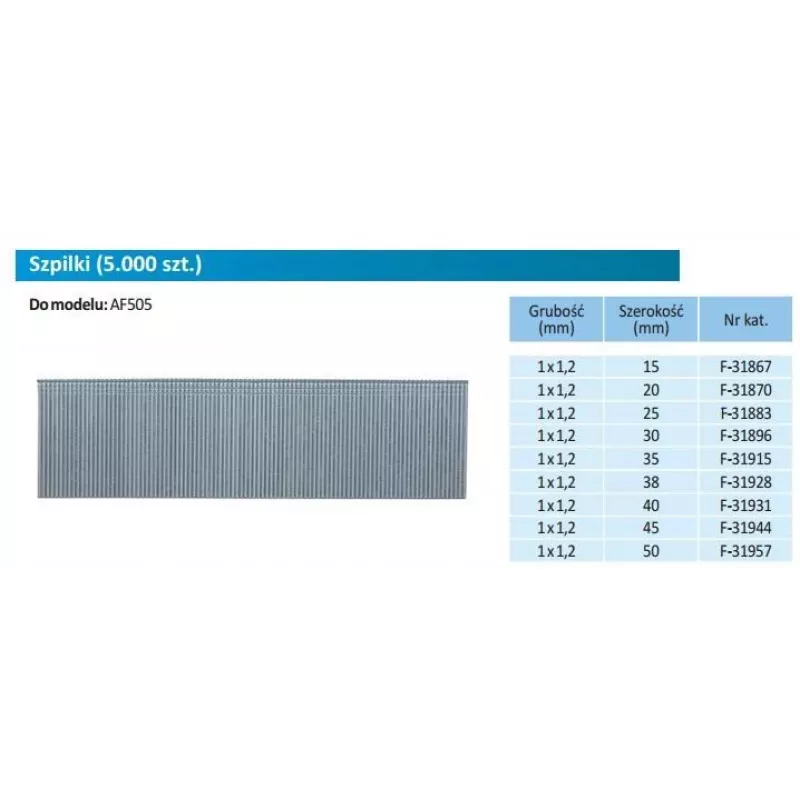 Makita F-31957 Chiodi Brad, 1,2 x 50 mm, 5000 pz