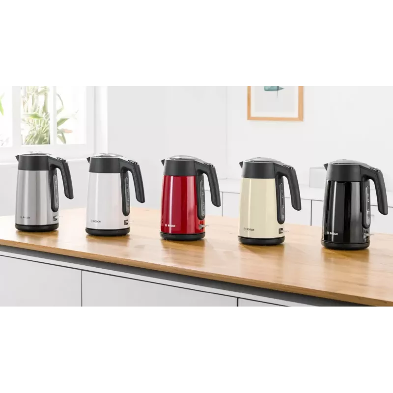 Bollitore elettrico Bosch TWK7L464 – capacità 1,7 L, 2400 W, rosso, corpo in plastica